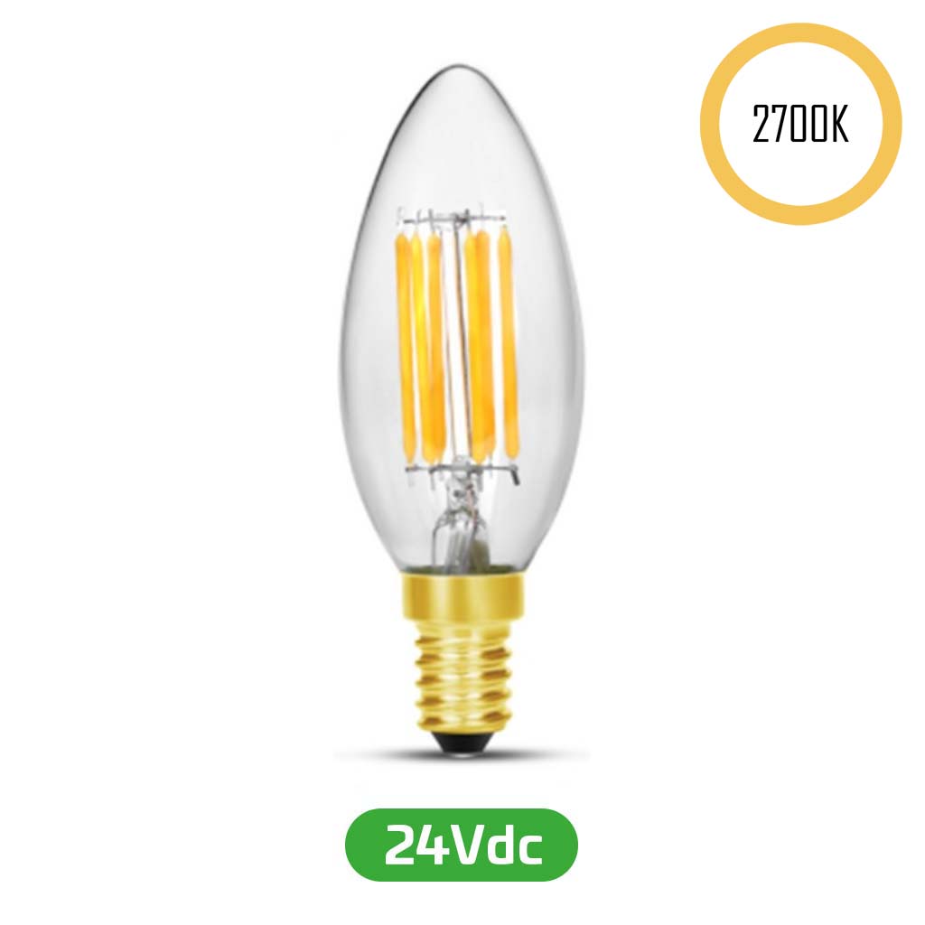 LED-Filament Kerze,  24V, 5W, 2700K, E14