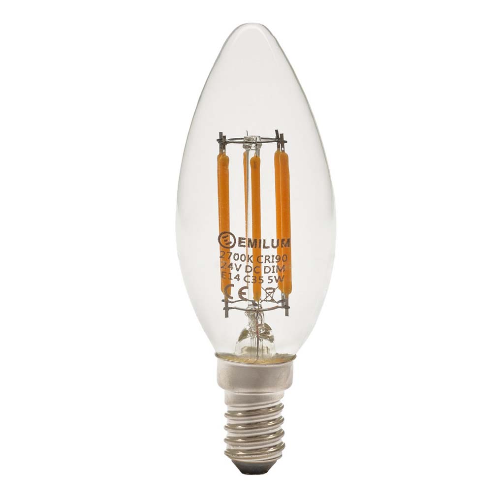 LED-Filament Kerze,  24V, 5W, 2700K, E14