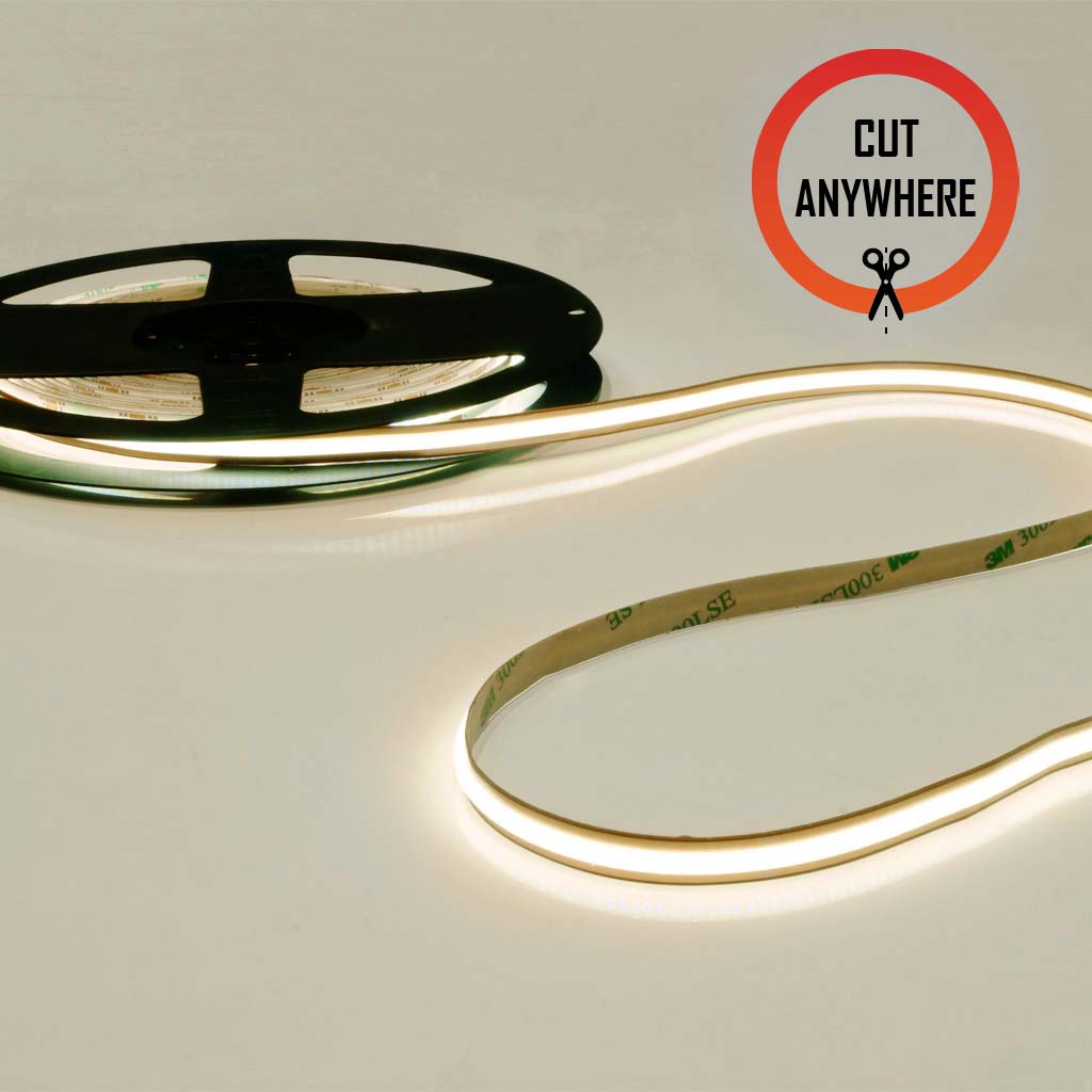 Cut Anywhere COB LED-Stripe 24V, 13W, 2700K, CRI90, 528LED, IP20, 8mm - 5 meter