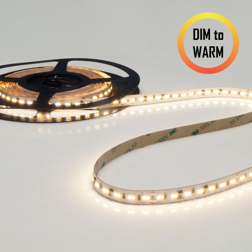 Dim To Warm LED-Stripe 24V, 17W, 3000K-2200K, CRI90, 224LED, IP20, 10mm - 5 meter