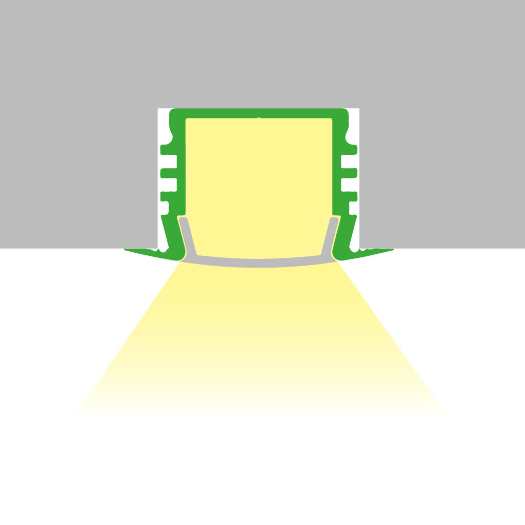 PL3 LED EINBAU-Profil 200 cm, hoch Flügel, LED Stripes max. 12 mm